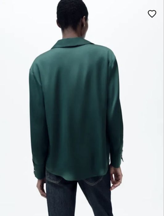Ново Сатенена изумрудено зелена риза Zara / Дамска блуза Зара размер М