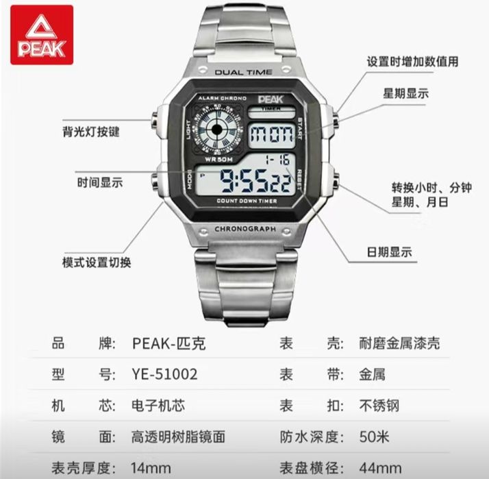 Металлические часы PEAK