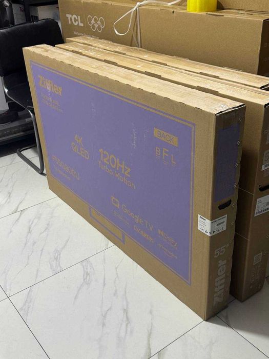 Телевизор ZIFFLER 55 4K QLER 120hz Google TV голосовое управления есть