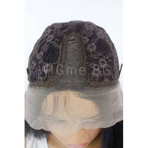 Дълга черна обемна лейс фронт перука Лорена - ефект вафлички