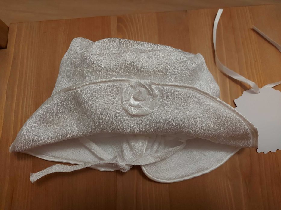 Ținută (noua) completa pt turtă/moț/botez: rochiță+bolero+palarie+jupă