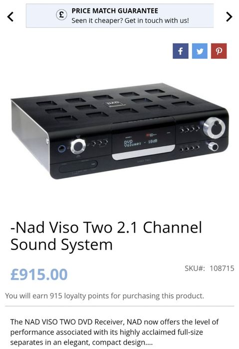 NAD VISO TWO, receiver A/V stereo HI-FI CU DVD player