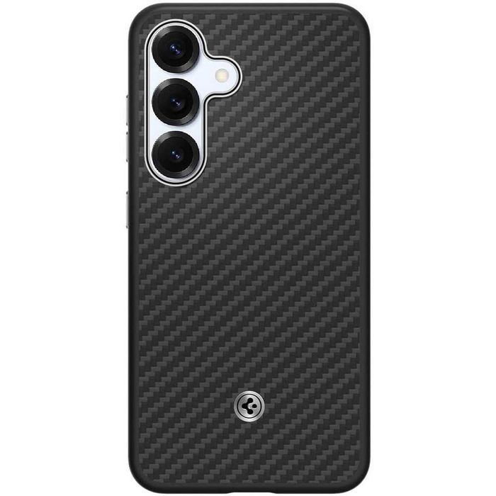 Кевларен карбон калъф кейс Spigen Enzo Aramid MagSafe Magnet Black Silver Case за Samsung Galaxy S25 Plus черен - GP-FPS936PGABW - 30 евро