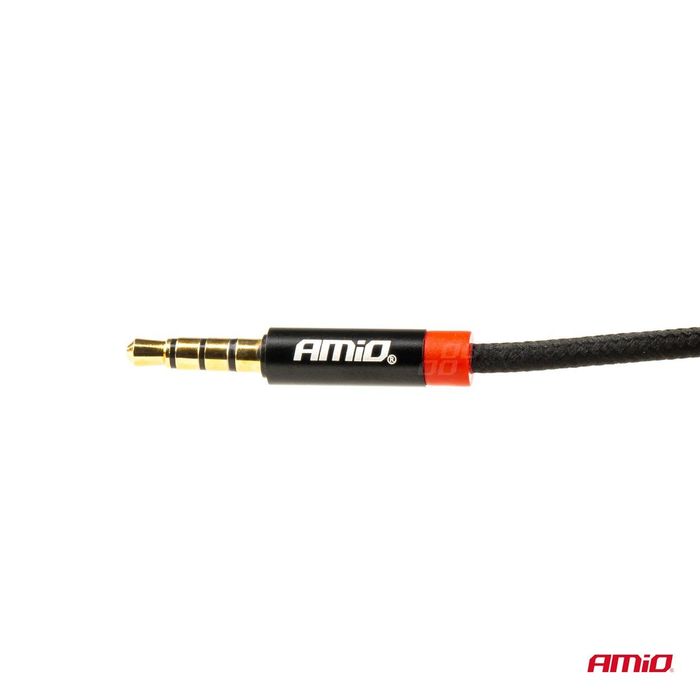 Aux mini jack кабел 3.5mm оплетен 100cm amio-03269