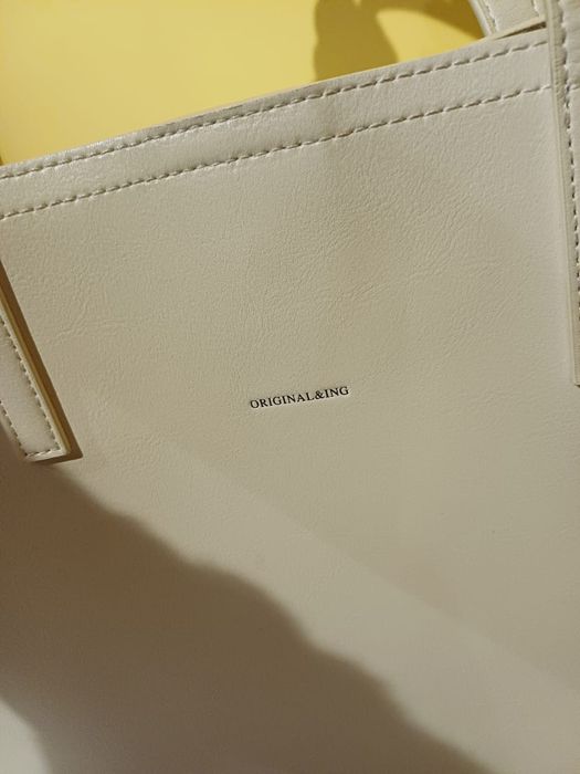 Сумка шоппер серая бежевая