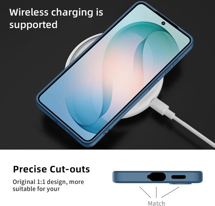 Матов силиконов кейс за samsung galaxy s26+ plus - тъмно син - със защ