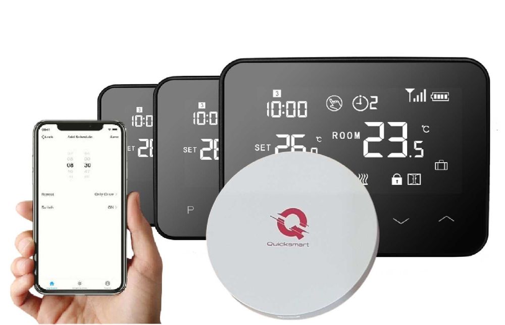 Automatizare Pardoseala Q20, 8 zone, 4x termostat Q20, Wireless, Smart