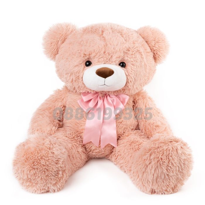 Голямо плюшено Мече, 100см Голям плюшен Мечок Розов/Бял, Голяма Мечка