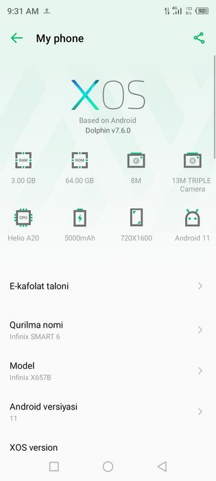 Infix smartfon 6 holati yaxshi