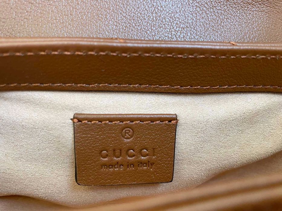 Gucci Чанта Marmont Супер мини Гучи Кафява кожa Златно Лого Оригинална