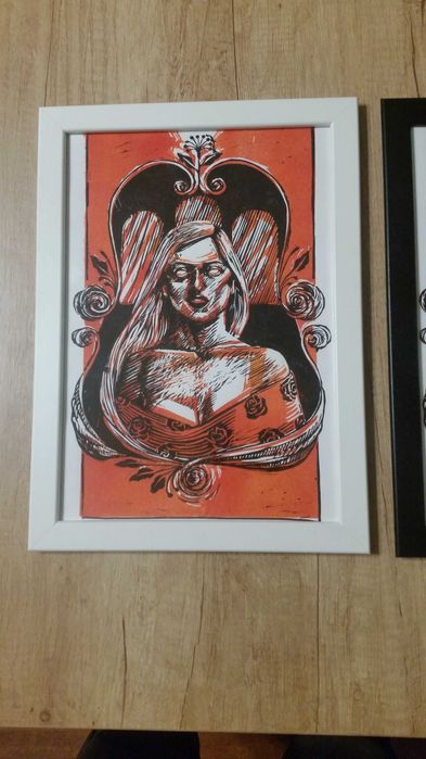 2 картини, рисувани на ръка. С нови рамки със стъкло отпред.