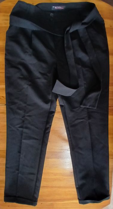 Дамски елегантен костюм (сако + панталон), черен, размер XL