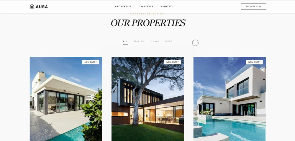 Premium Сайт для Недвижимости (Aura homes) -Rect & Tailwind CSS