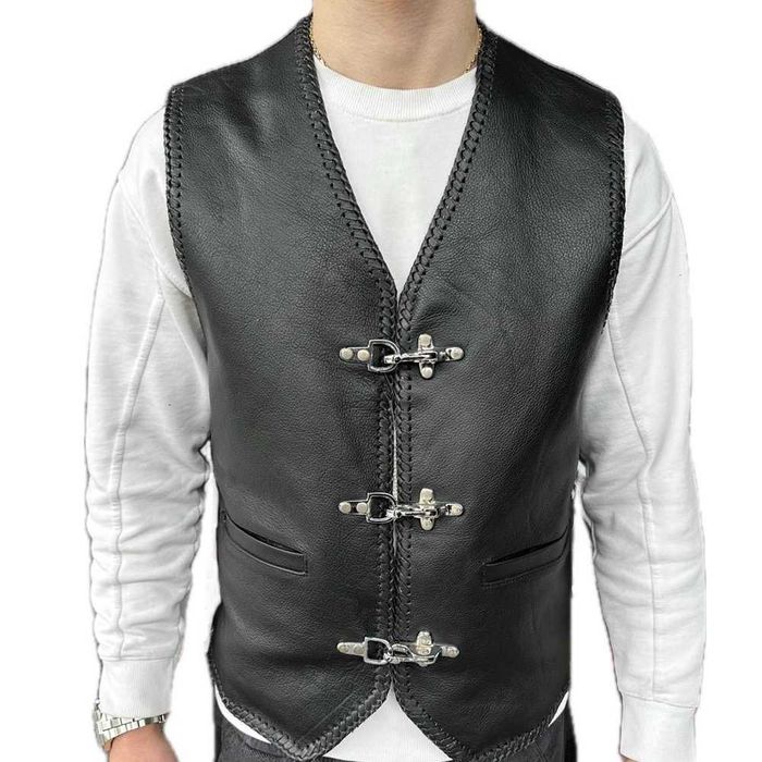 Елек нови рокерски рокер чопърски нов ретро елеци мото кожен кожа