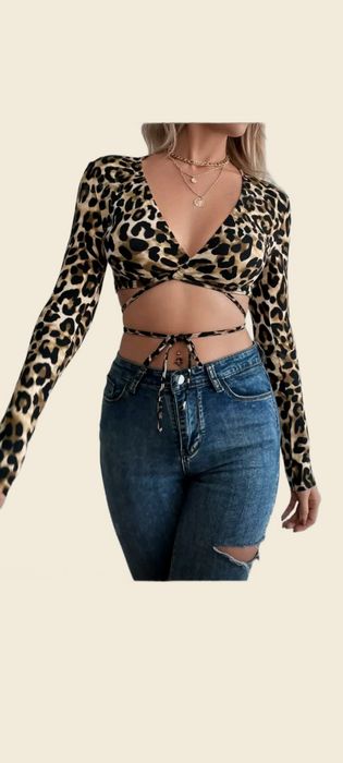 Top crop imprimeu leopard