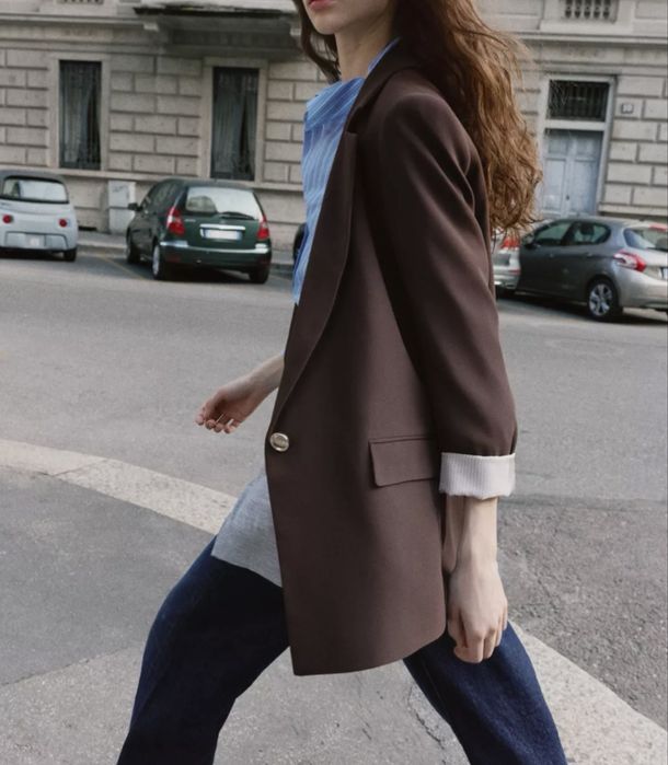 Елегантен кафяв блейзър/сако Zara