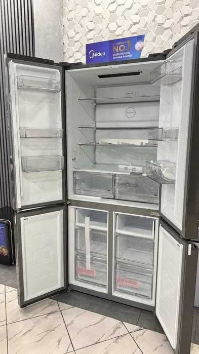 Холодильник Midea стальной 4-х дверный, Inverter + ДОСТАВКА