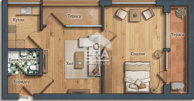 ЕКСКЛУЗВИНО! ЕРА Дръстър предлага за продажба двустаен тухлен апартаме