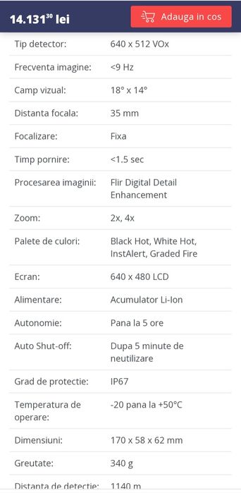 Vând monoclu cu termoviziune