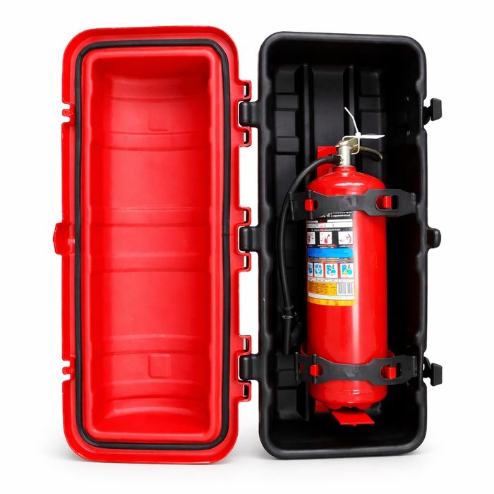 Ящик для огнетушителя пластиковый красно-чёрный
