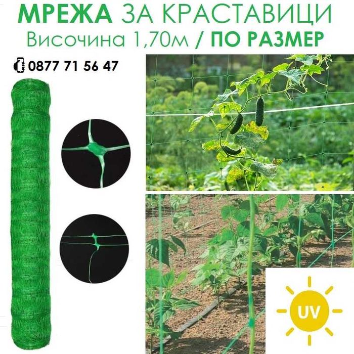 Мрежа за краставици височина 1,70 м. увивни пълзящи растения