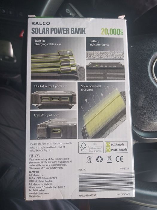 Vand baterie externa 20.000mAh incarcare solara ideala oriunde nu ai curent/priza