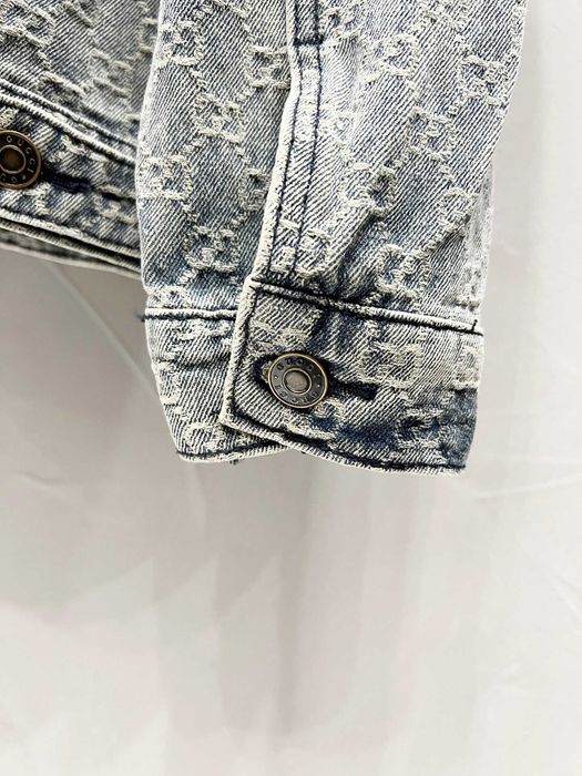 Gucci Floral Denim Kurtka. Sfânt albastru și alb GG ja