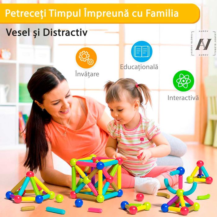 3D  конструктор с магнити за развитие на финната моторика 64 части