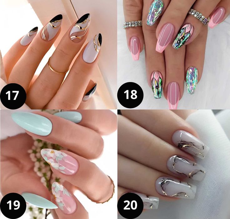 Самозалепващи изкуствени нокти 24 бр. + лепило в комплект