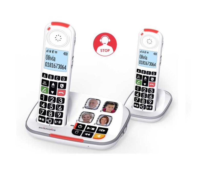 Телефон комплект Swiss Voice XTRA 2355 DUO, Безжичен, бял, 2 броя