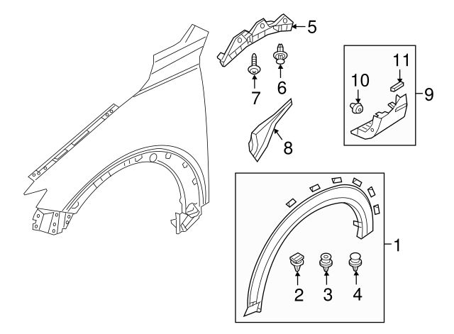 Ornament pasaj roata Mazda Cx-3 (Dk), 01.2015-, montare fata, stanga/dreapta, cu capse; negru, textura; aripa fata