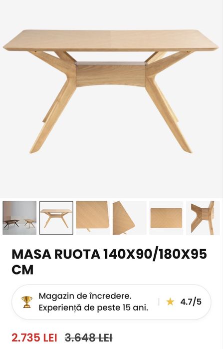 Masa de dining Somcasa 140x90 cm
