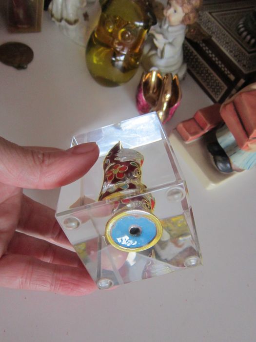 cadou deosebit rar Japonia 1990 Kutani Lucky Cat  handmade Paperweight