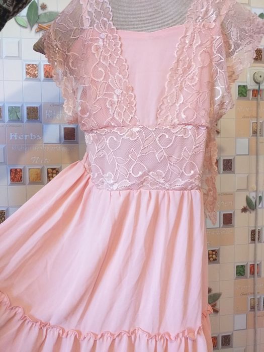 Розовый сарафан с подкладом