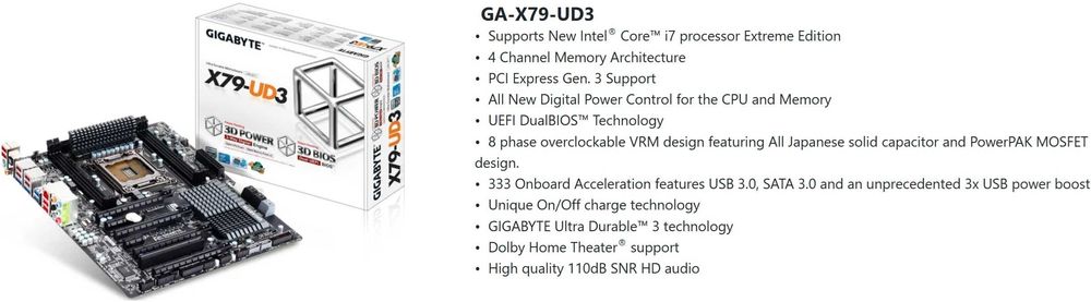 Дъно Дънна платка GIGABYTE GA-X79-UD3 2011 DDR3 OVERCLOCK