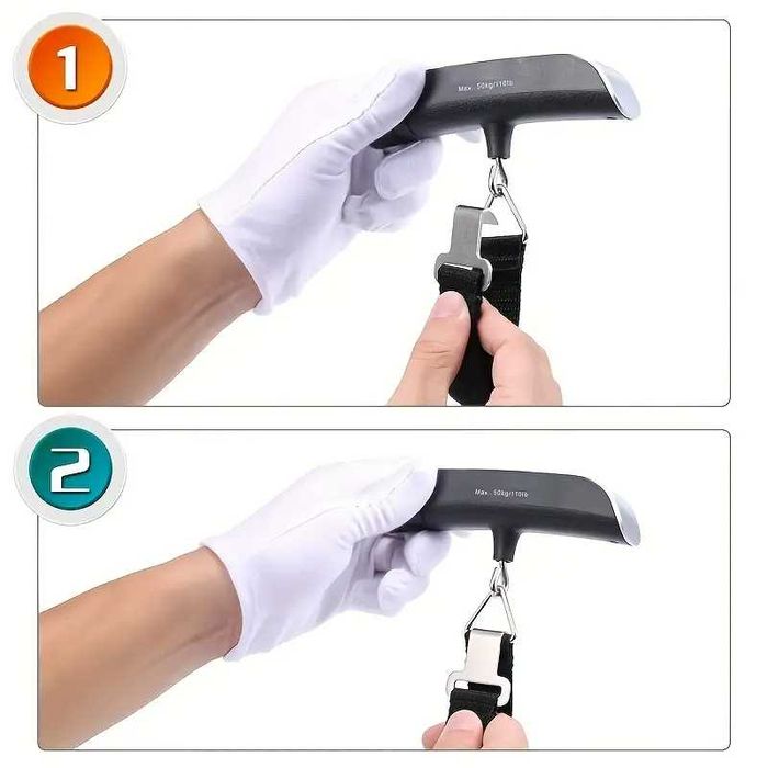 Cantar bagaje de mana piata pescuit afisaj LCD iluminat verde 1g-50kg. Functie tara dimensiune 12.5 x 2.8 x 2.8 cm dimensiune curea 22.4 cm Pret 20lei