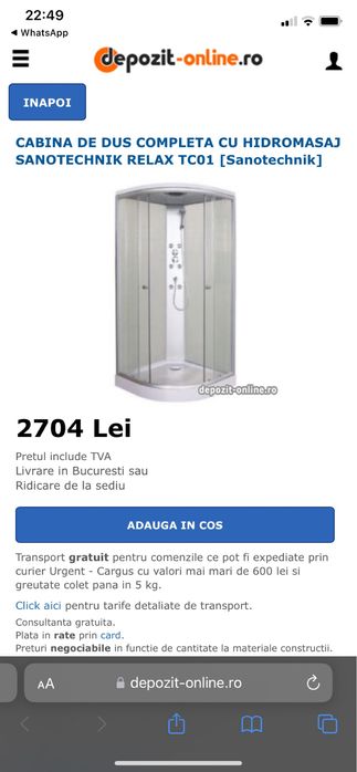 cabina de dus completa cu hidromasaj
