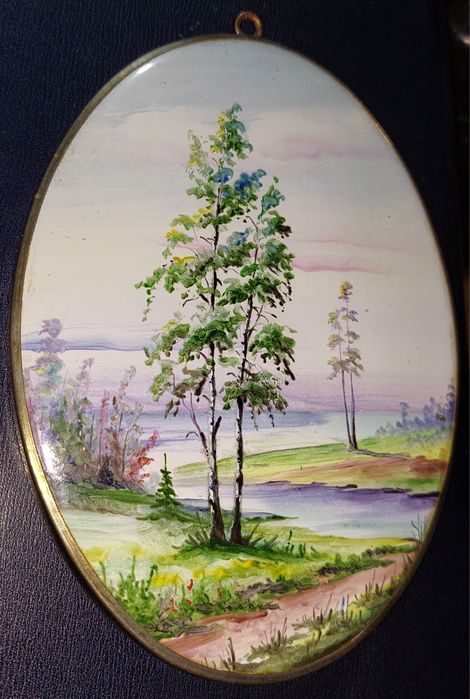 Старая Плакетка Финифть. Размер Плакетки указан на фото