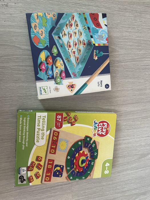 Детски игри -  Нов Дървен Часовник и почти ново лото Djeco