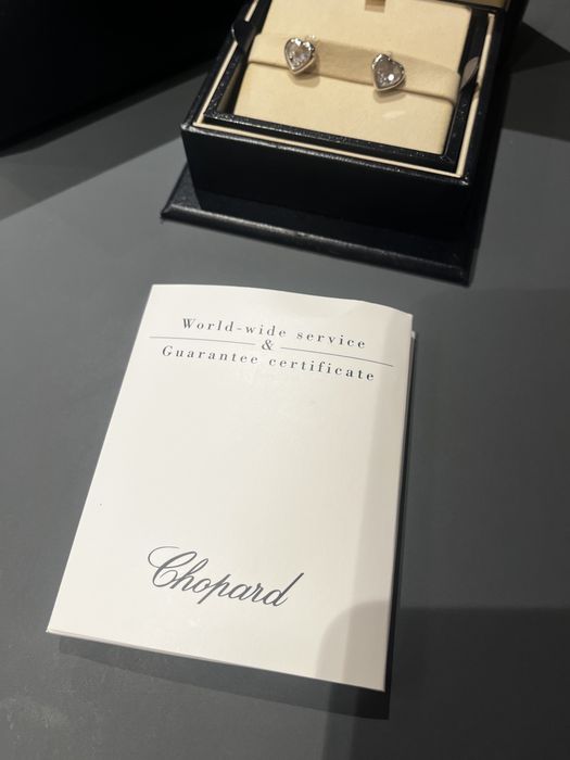 Chopard Happy Diamonds обеци бяло злато и диаманти, със сертификат и оригинална кутия, отлични