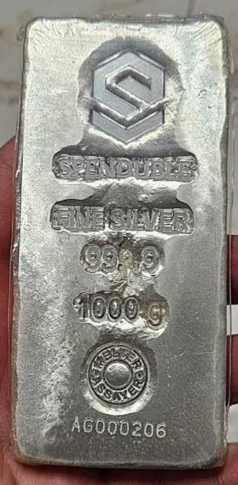 Сребърно кюлче 1кг Сребро 999,9 spenduble сребърно кюлче.