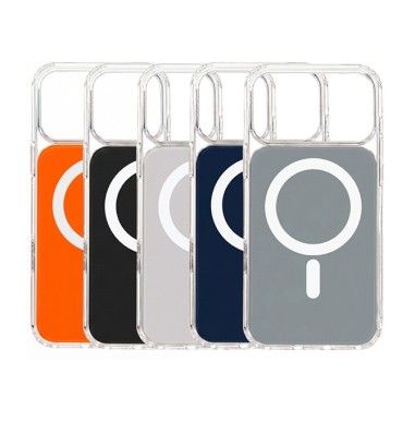 Husa iPhone 17 PRO, HEYBINGO, design slim, MagSafe, Anti-Soc, Anti Zgarieturi, Clear Fusion Mag Cover, Portocalie