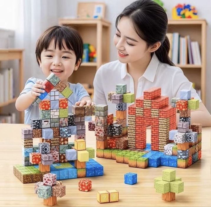 ПРОМО! Куфарче с 92 Магнитни кубчета Майнкрафт, Minecraft magnetic blocks