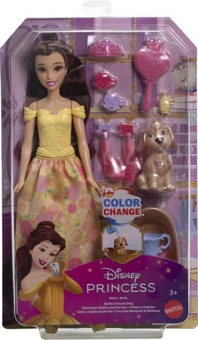 Disney Princess Кукла Бел с кученце за къпане и прически