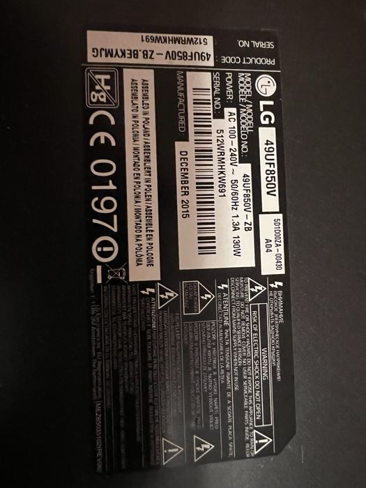 Tv Lg smart 125 cm 49UF850V display defect