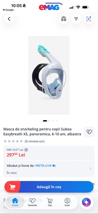 Masca de apa pentru copii