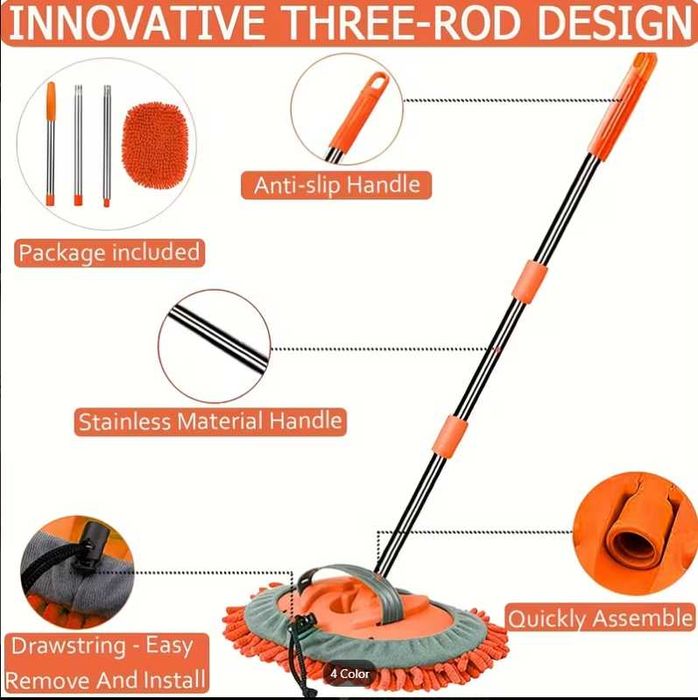 Четка за миене на автомобил – телескопична, микрофибър