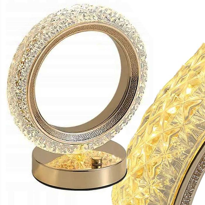 Lampa LED tip inel de cristal reincarcabila USB auriu 16x18 cm