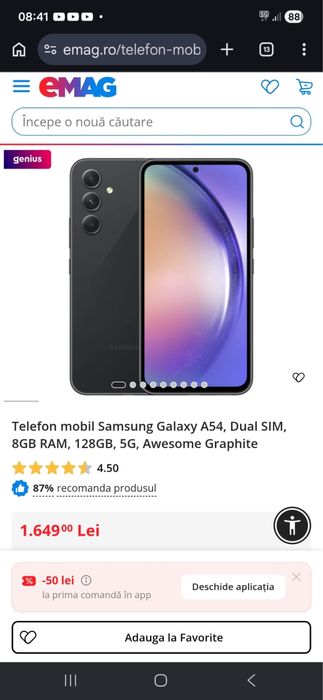 Samsung A54 5G 128GB 8Gb ram / O77I46I478
