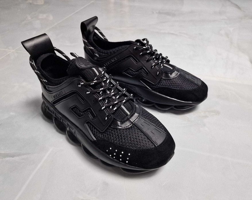 Adidasi Versace Chain Reaction full black dama si barbati
